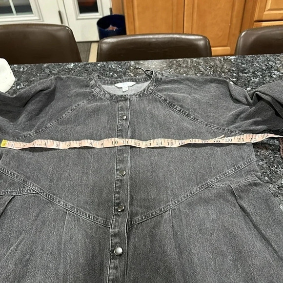 Time and Tru Women's Button Front Denim Mini Dress with Long Sleeves,A3 - Picture 11 of 13